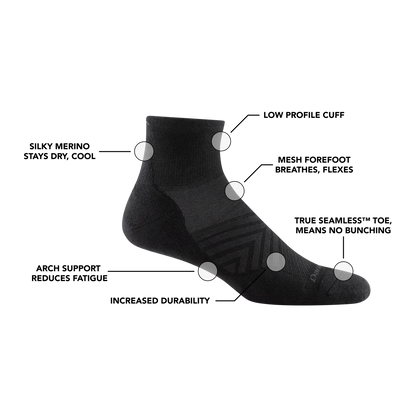 Men's Run Quarter Cushioned Ultra-Lightweight Running Socks